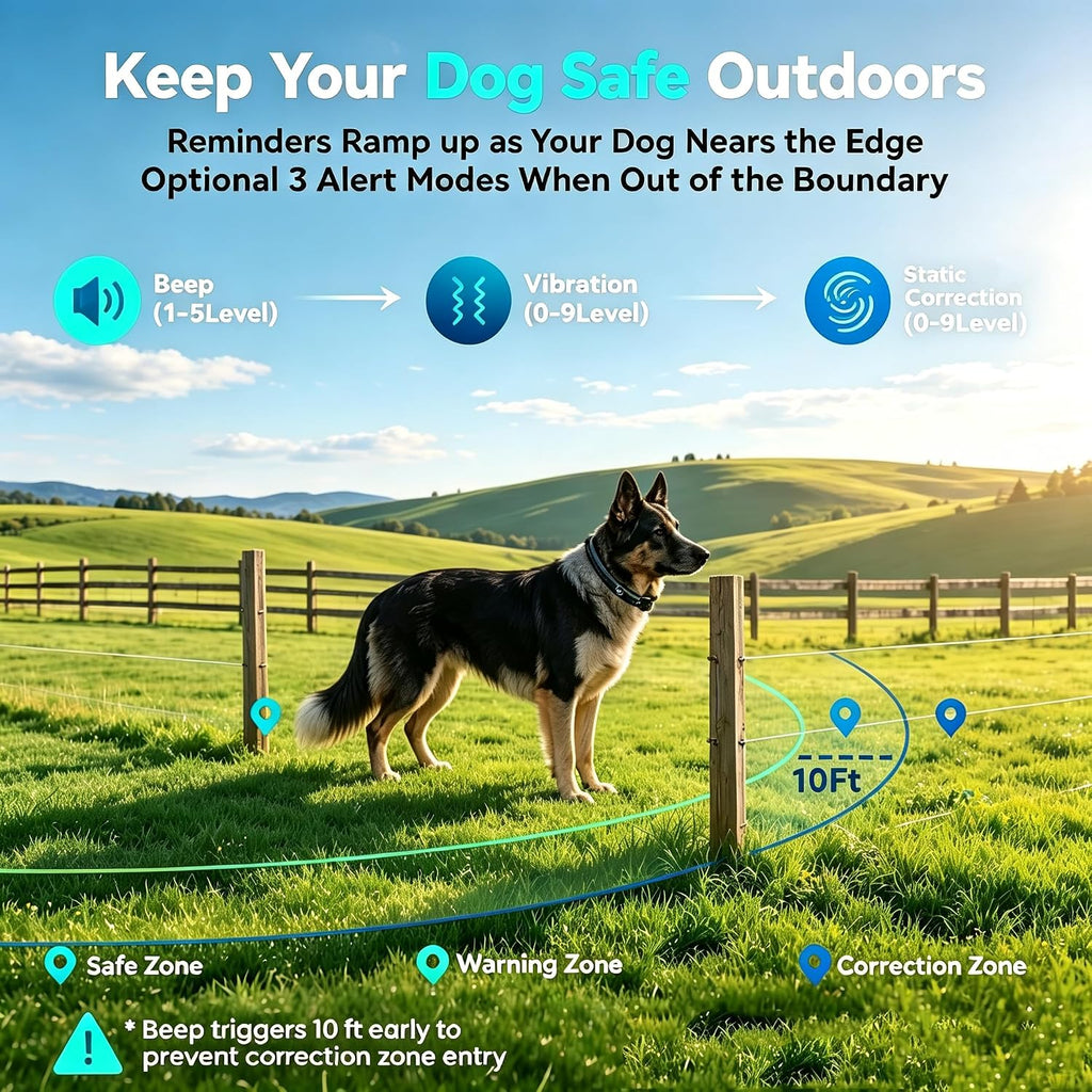 GPS Wireless Dog Fence, 49-6561ft Circular Boundary Collar, IP67