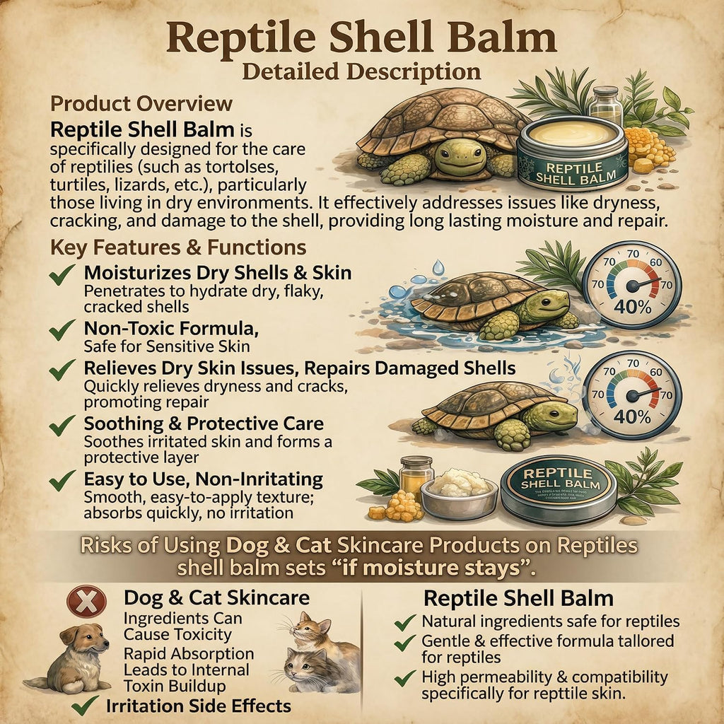 Reptile Shell Balm 2 Oz Turtle Shell Care Conditioner Moisturizer for for Tortoise, Lizard, Reptiles in Dry Environment Prevent Skin Dryness on Basking Platform, Tank, and Rock 60 g