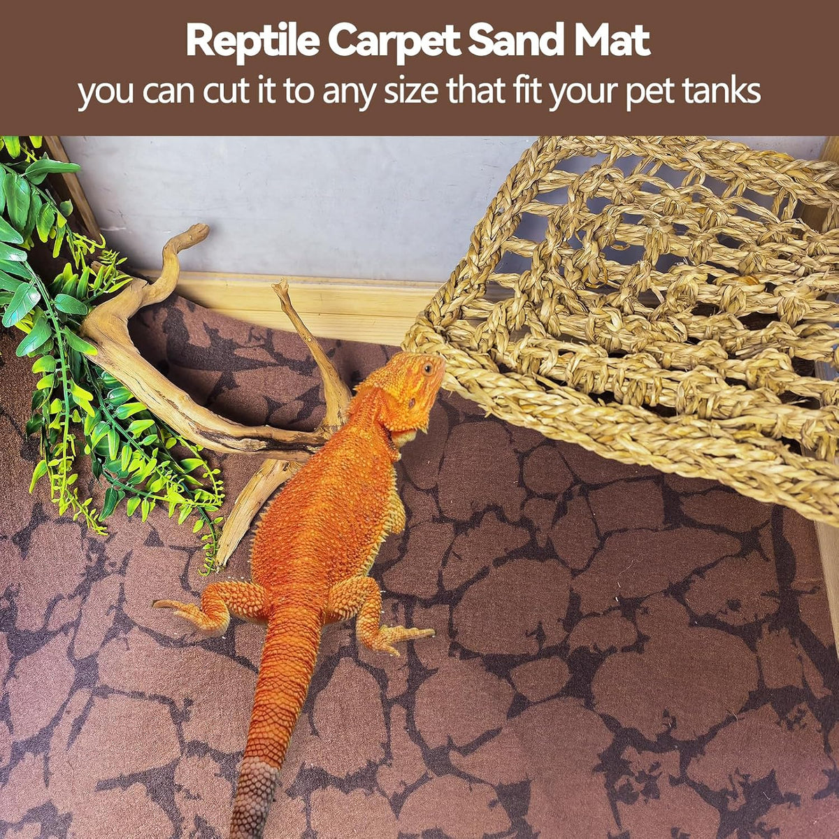 BNOSDM 2 PCS Reptile Carpet Mat Terrarium Liner Bedding Reptile Cage Mat Supplies for Tortoise Lizard Leopard Gecko Snake Chameleon 39.4" x 19.7"