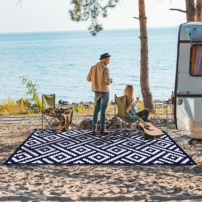 GENIMO 5x8 Outdoor Rug Waterproof, Reversible Mats, Area Rug, Plastic Outside - Image 2
