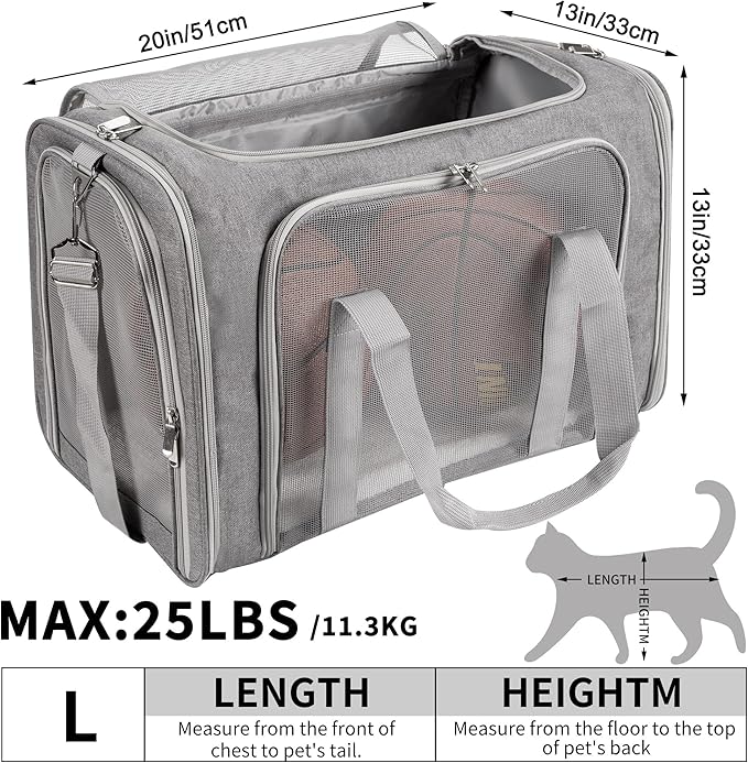 Soft-Sided Cat/Dog/Pet Carrier, Collapsible Pets Travel Carriers - Image 3