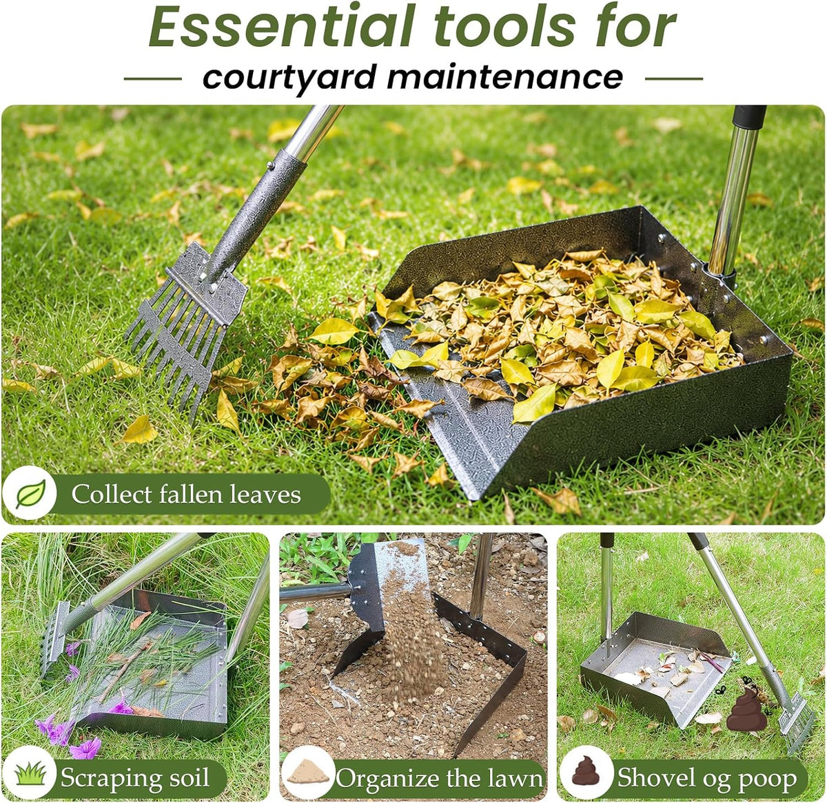 T2Y Dog Pooper Scooper for Multi-Dog Family, Long Handle Rake & Large Tray