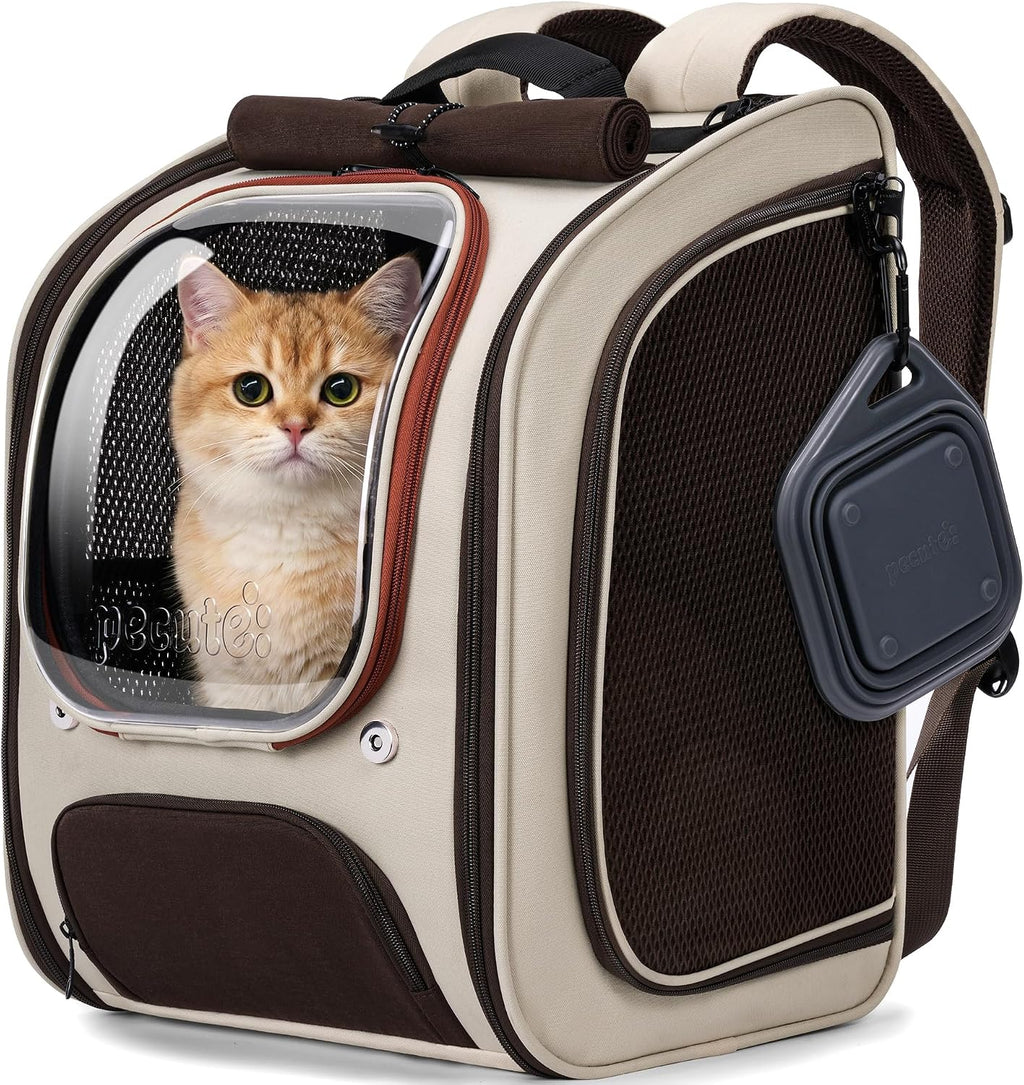Pecute Dog Backpack Carrier,Large Space Dog Bubble Backpack,Ergonomic,Khaki