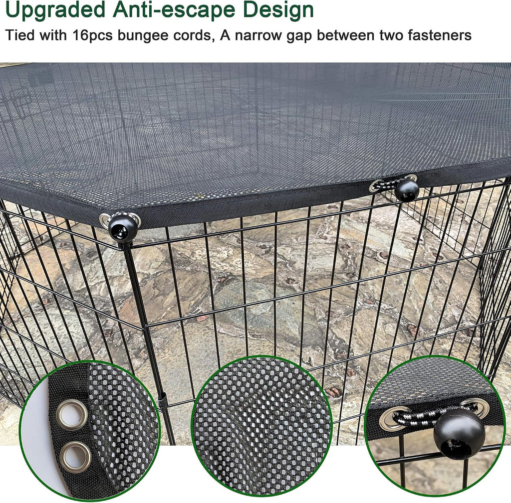 Universal Octagonal Dog Playpen Top Cover, Provide Shade and Security for Pets Outdoor and Indoor, Fits All 24" Wide 8 Panel Pet Exercise Pen (8x24 W Cover, Mesh)