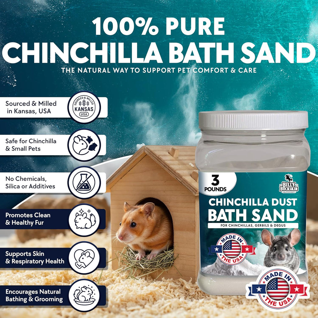 Billy Buckskin 3 LB Chinchilla Dust Bath Jar, Pure Cleansing Pumice