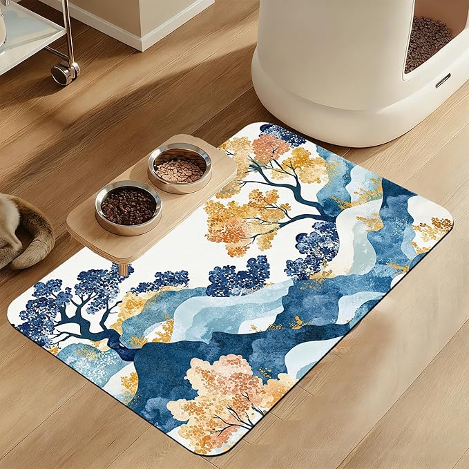 Japanese Wave Tree Dog Food Mat–Christmas Stocking Absorbent Quick Dry Feeding by LUTASER