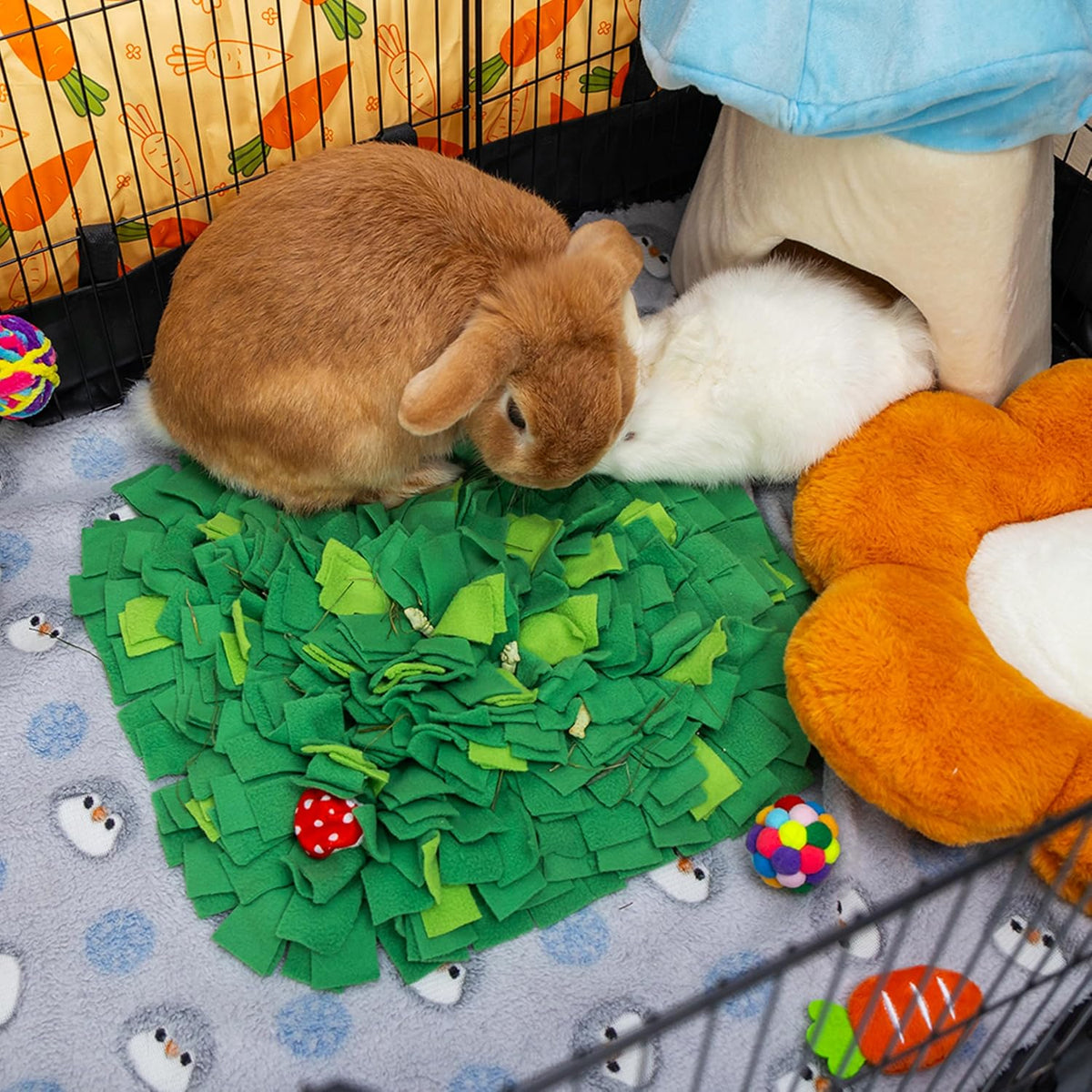 Rabbit Foraging Mat, Interactive Bunny Snuffle Feeding Toy