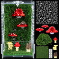 Escape-Proof Jumping Spider Enclosure Kit, Clear Acrylic Terrarium with Micro Vents and Front Opening, 3D Printed Detachable Magnetic Mushroom Hide Decor for Jumping Spiders, Tarantulas & Mantis