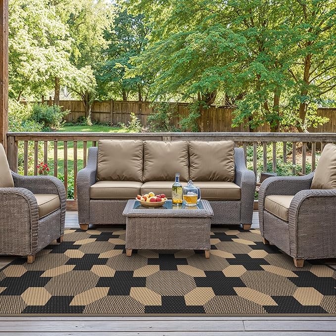 GENIMO Outdoor Rug for Patio Clearance, Lightweight Waterproof RV Camping Mat - Image 3