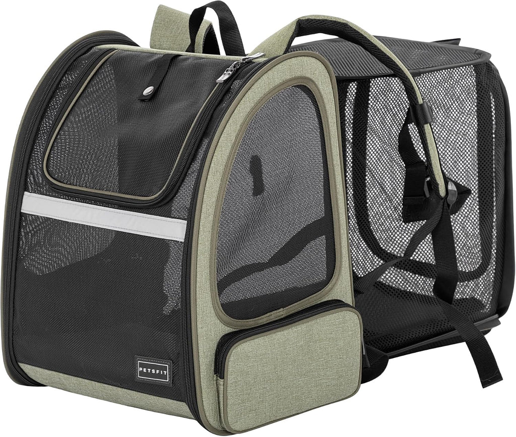 Petsfit Expandable Cat Backpack Carrier for Cats and Small Dogs, 18 lb