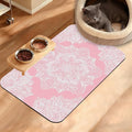 Pet Feeding Mat, Boho Mandala Absorbent Dog Cat Food Mat Pink Flower Dog Mat by Unknown