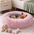 WNPETHOME Small Pink Round Calming Dog Bed Cat Bed For Comfy Sleep