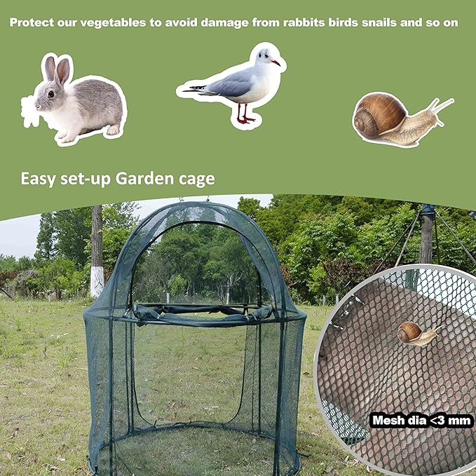 Round 4'x4' Large Plant Mesh Cover 4.9FT Tall Crop Netting Cage Pest Guard Cover - Image 5