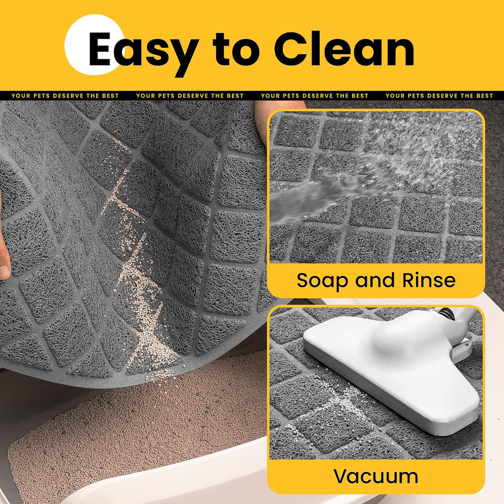 Conlun Cat Litter Mat Litter Trapping Mat, 35" x 23" Premium Durable PVC Grid Mesh with Scatter Control, Non-slip, Less Waste Cat Litter Box Mat, Soft on Kitty’s Paws, Urine Waterproof