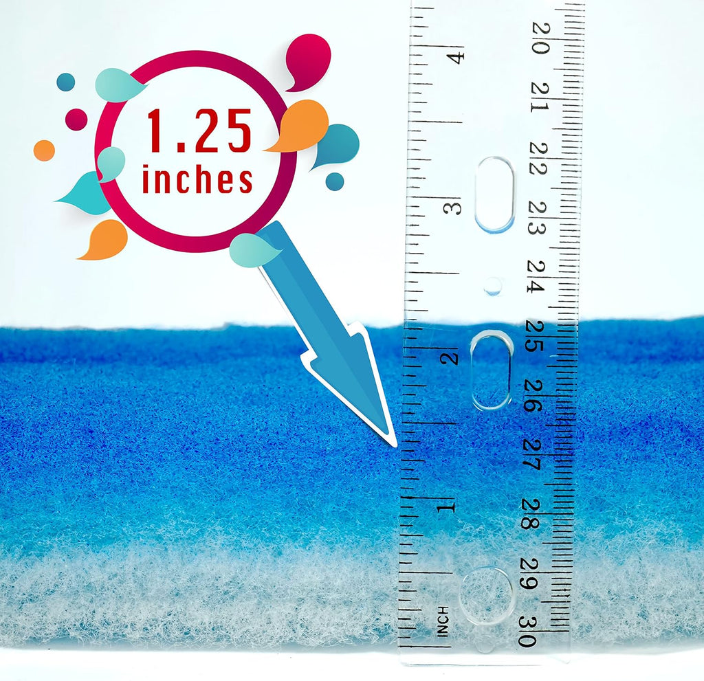 Koi Pond and Aquarium Filter Media Roll - 12 Inches by 72 Inches by 1.25 Inches (6 ft) - Cut to Fit - Durable - Fish and Reef Aquarium Compatible - Clear and Clean Water