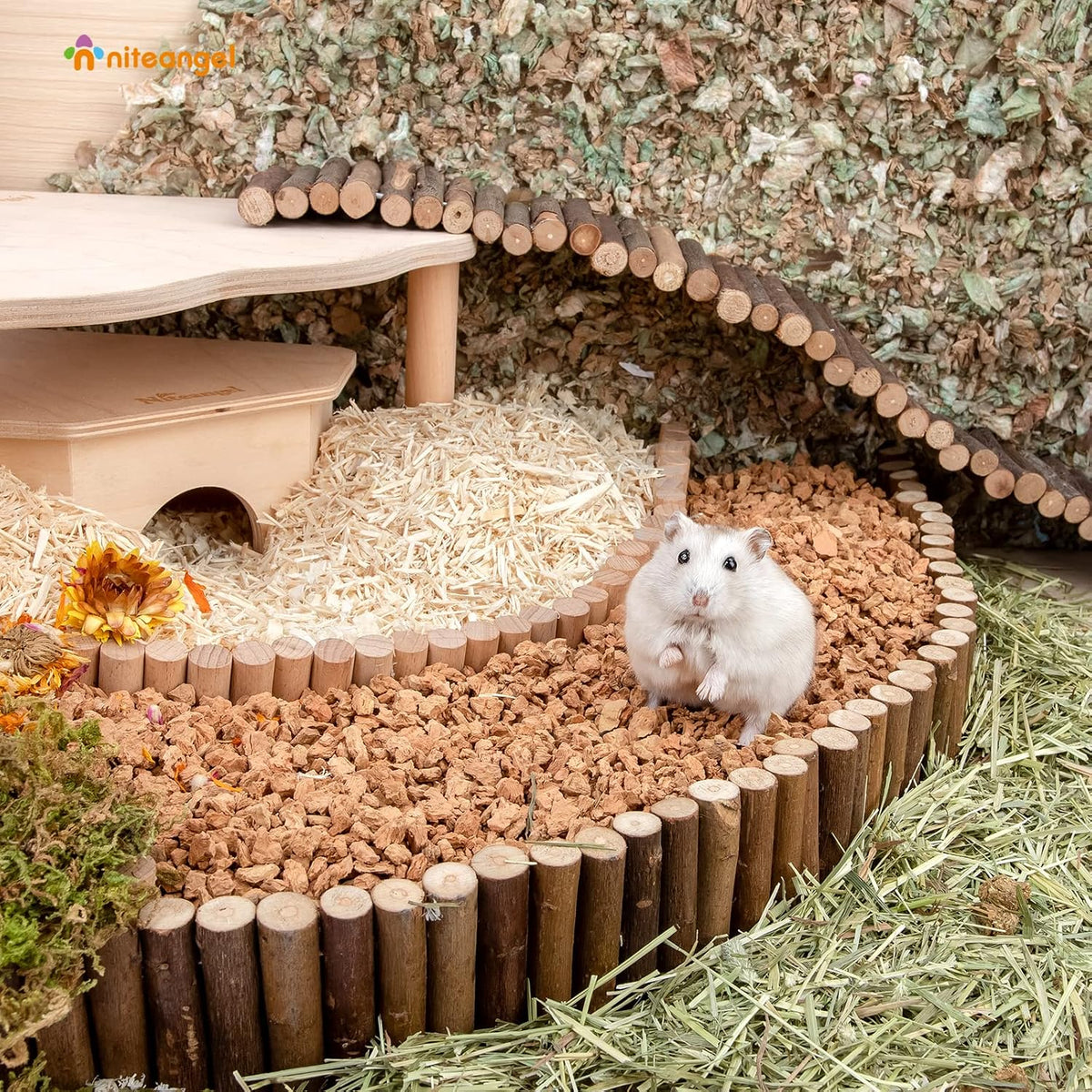 Niteangel Natural Coco/Cork Hamster Bedding: 5L Absorb Odors & Low Dust