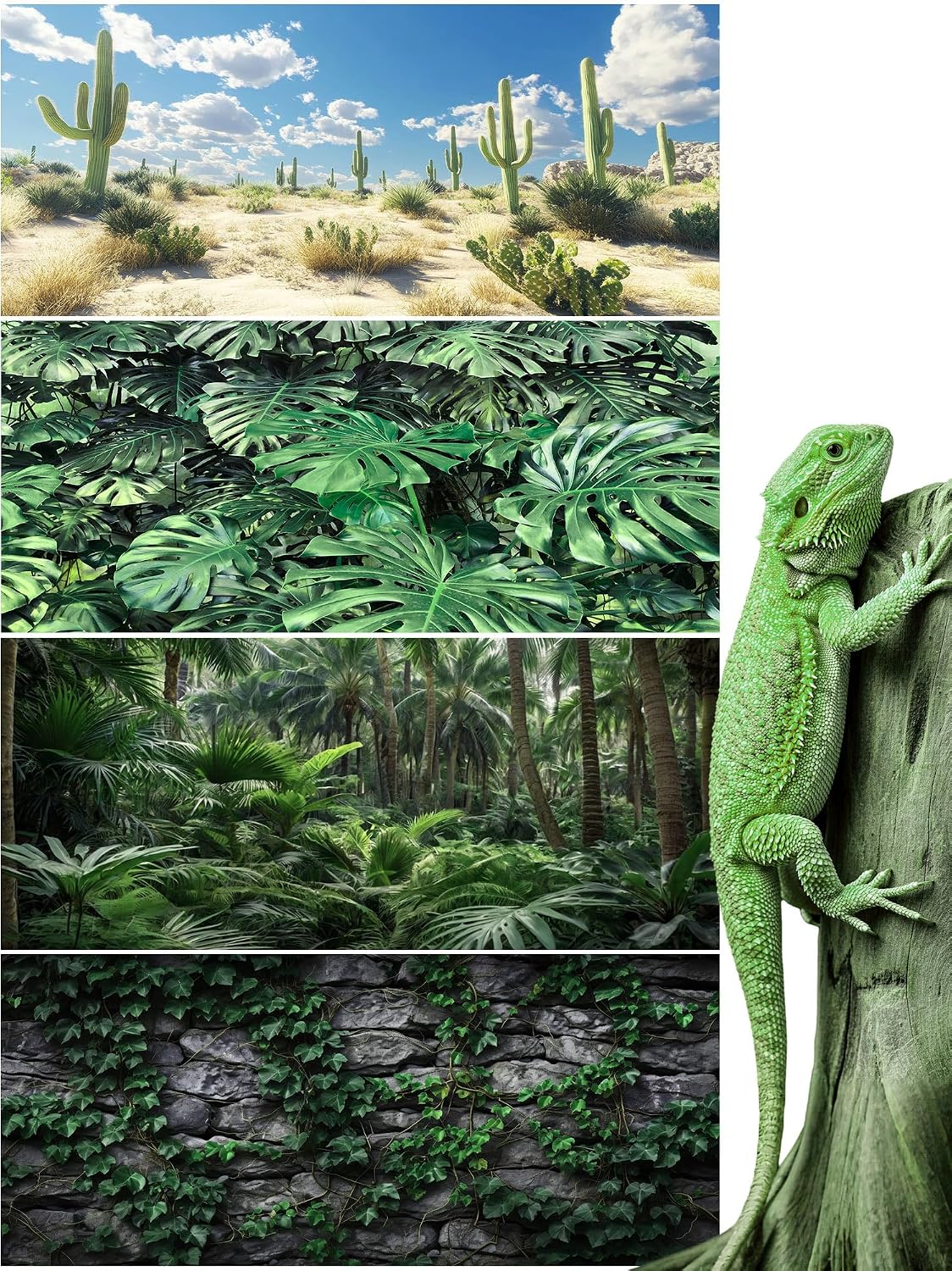 4 Pcs 4x2 ft/ 48 x 24'' Reptile Tank Background 55/75/90/120 Gallon