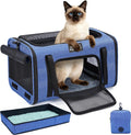 Soft-Sided Cat Carrier with Foldable Litter Box for Air Travel, Blue