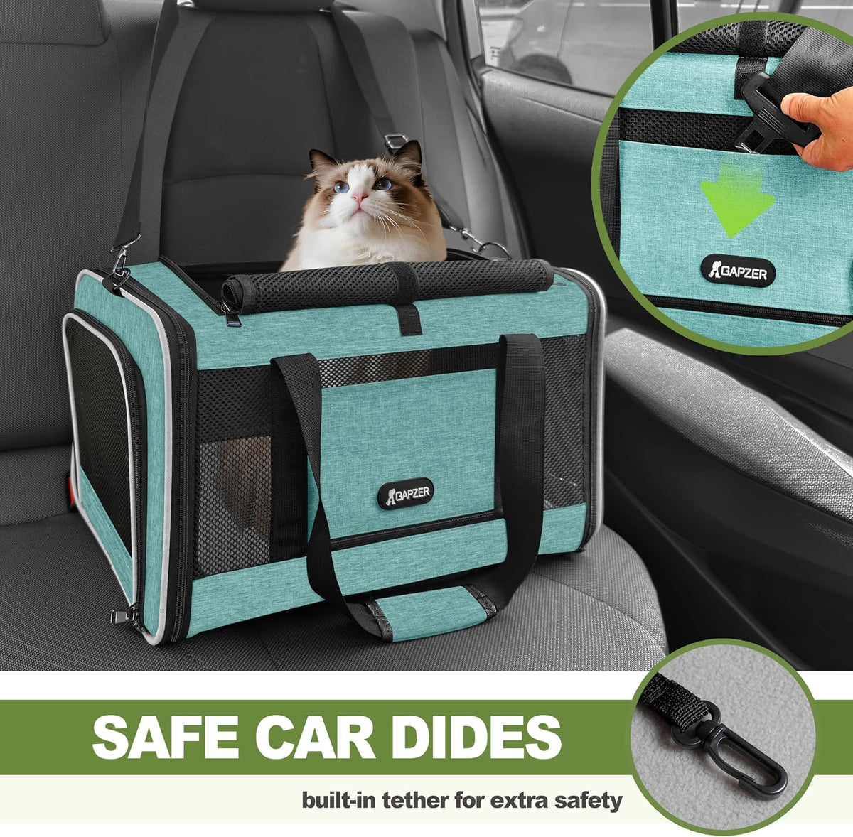 GAPZER Cat Carrier 18"x11"x11" TSA Approved Ventilated Pet Air Travel Cage