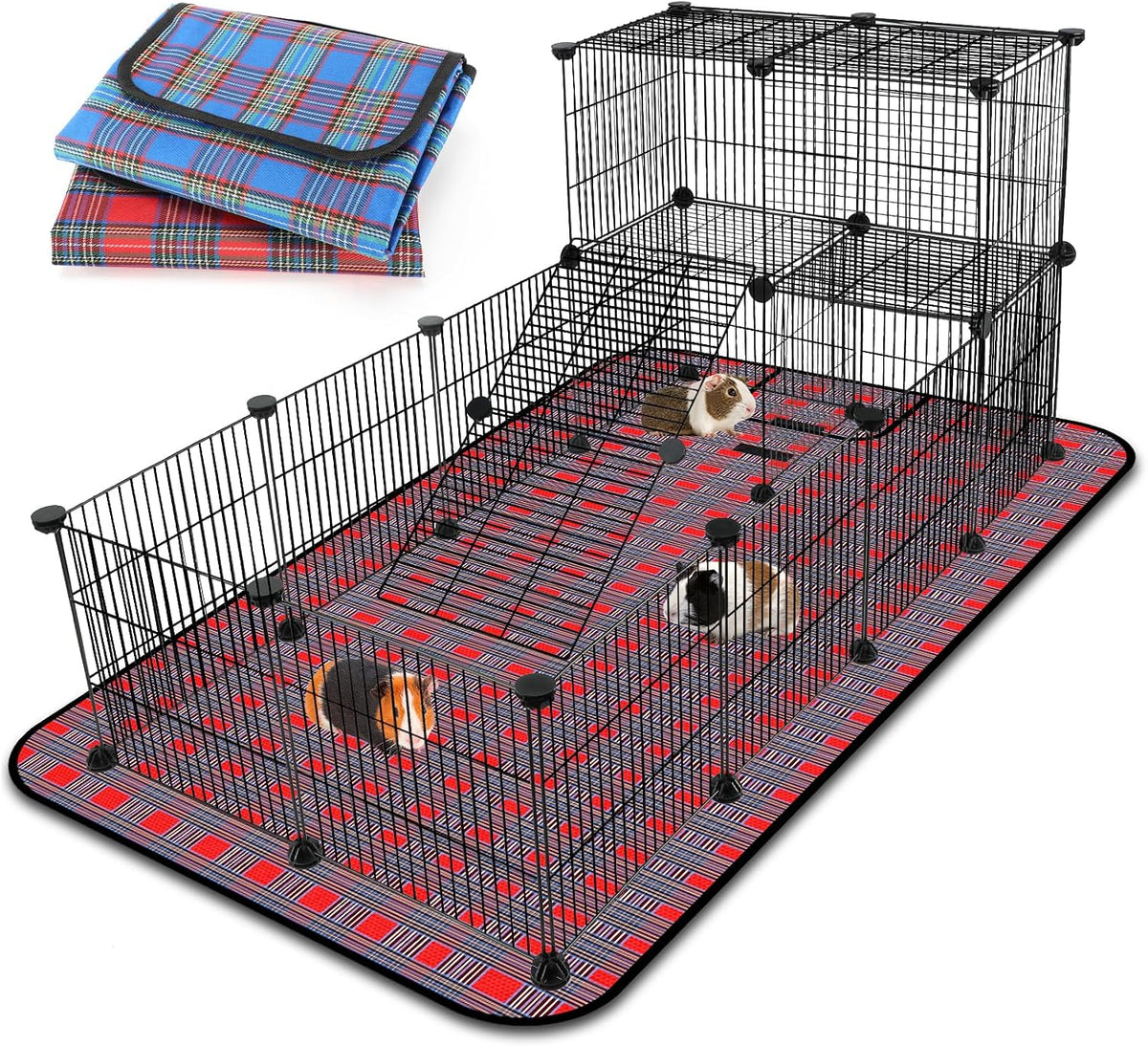 FHTONGE Extra Large Guinea Pig Cage Loft with 2 Waterproof Bedding