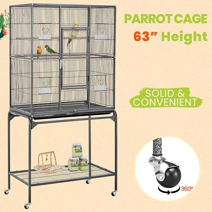 Yaheetech 63-Inch Wrought Iron Rolling Large Bird Cage - Image 7