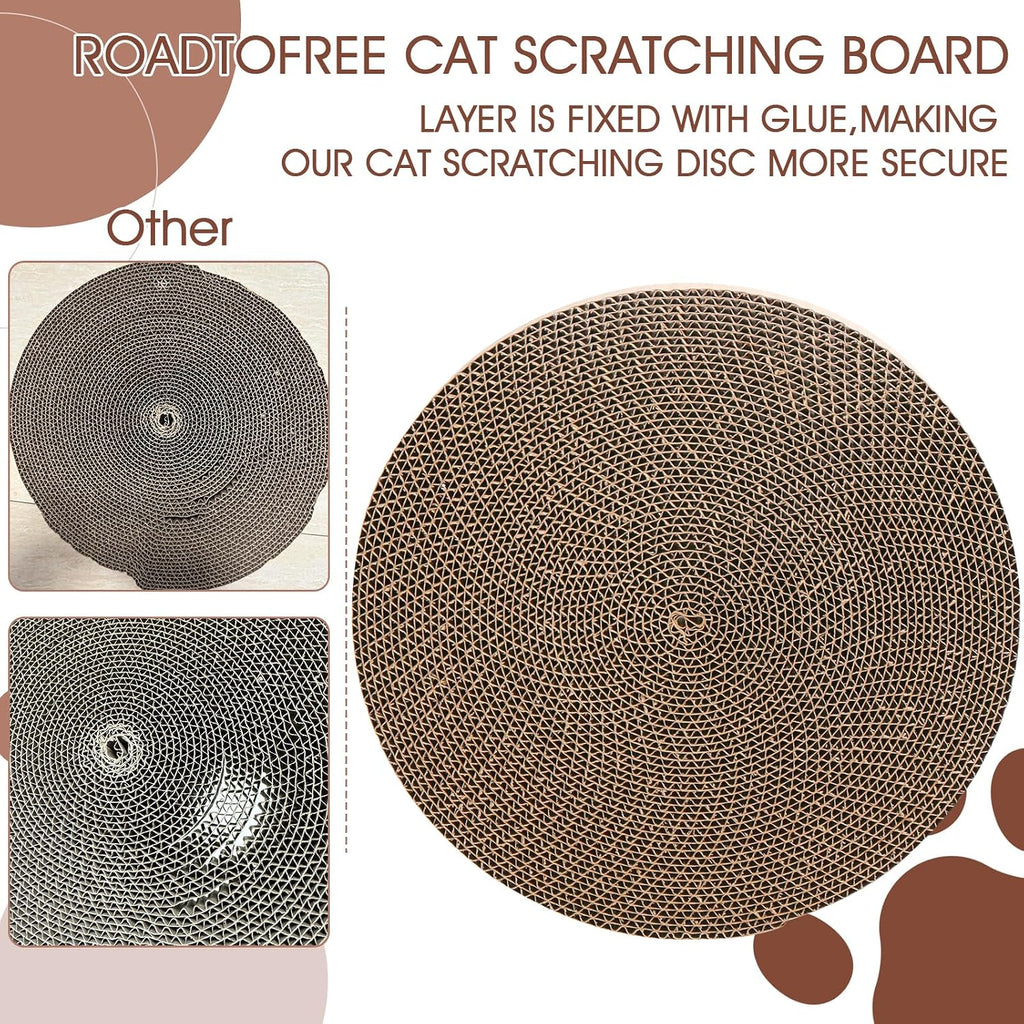 Round Cat Scratcher Refill 10 inch Diameter 7/8 Inch Thickness Circle Cardboard Cat Scratcher Replacement Pads Cat Scratching Boardcat Scratcher Pad for Indoor，3 PCS