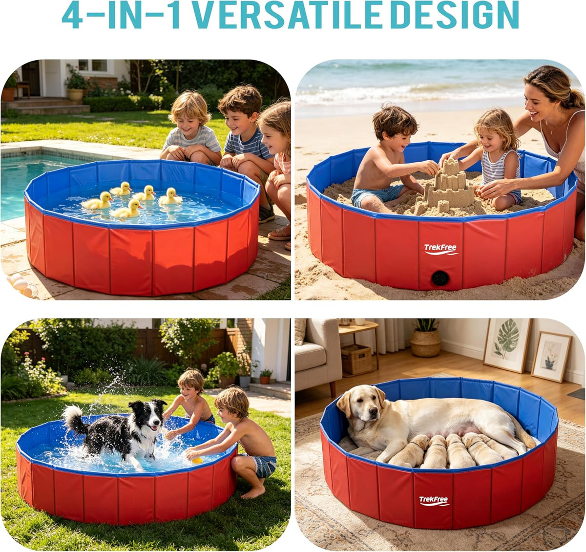 Foldable Dog Pool, Collapsible Plastic Dog Swimming Pool, 40x12in