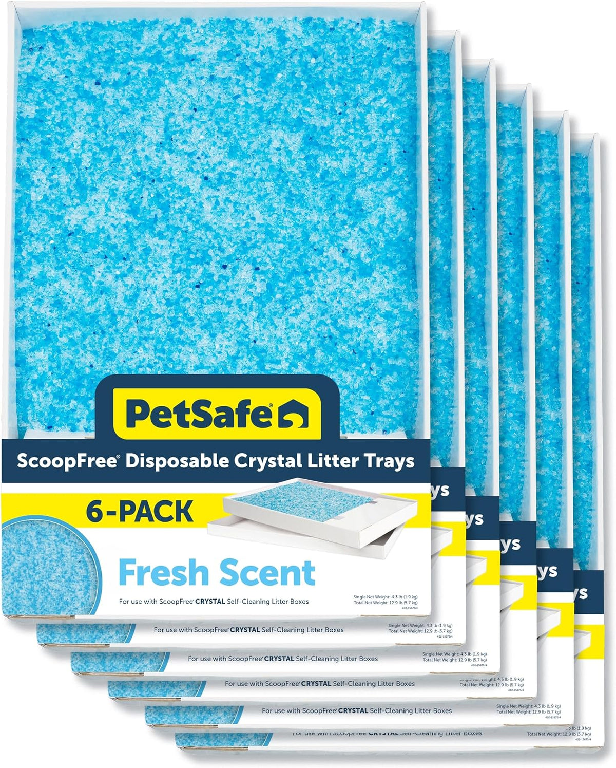 PetSafe ScoopFree Disposable Crystal Cat Litter Tray Refills, 6-Pack, Fresh