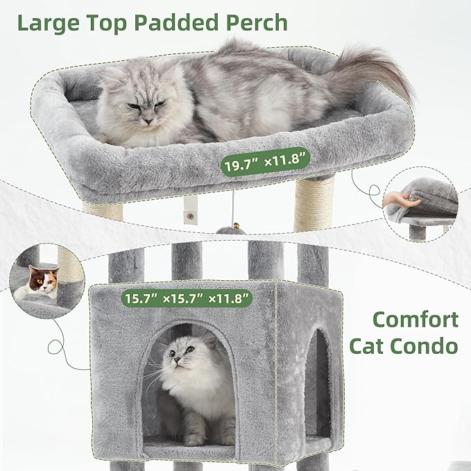 Cat Tree for Indoor Cats Large Adult, Heavy Duty Cat Tree for Large Cats 20 lbs+ - Image 3