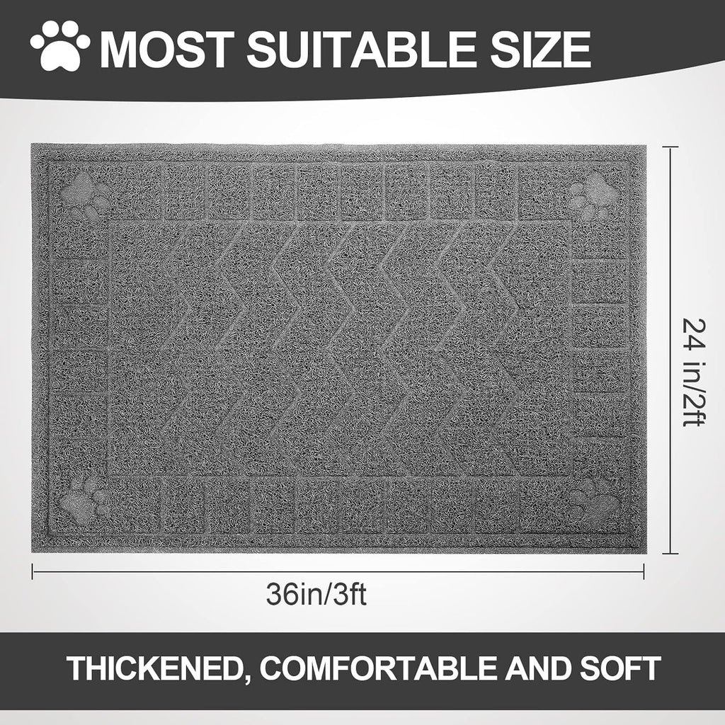 Cat Litter Box Mat, 35" x 24" Large Waterproof Litter Trapping Mat