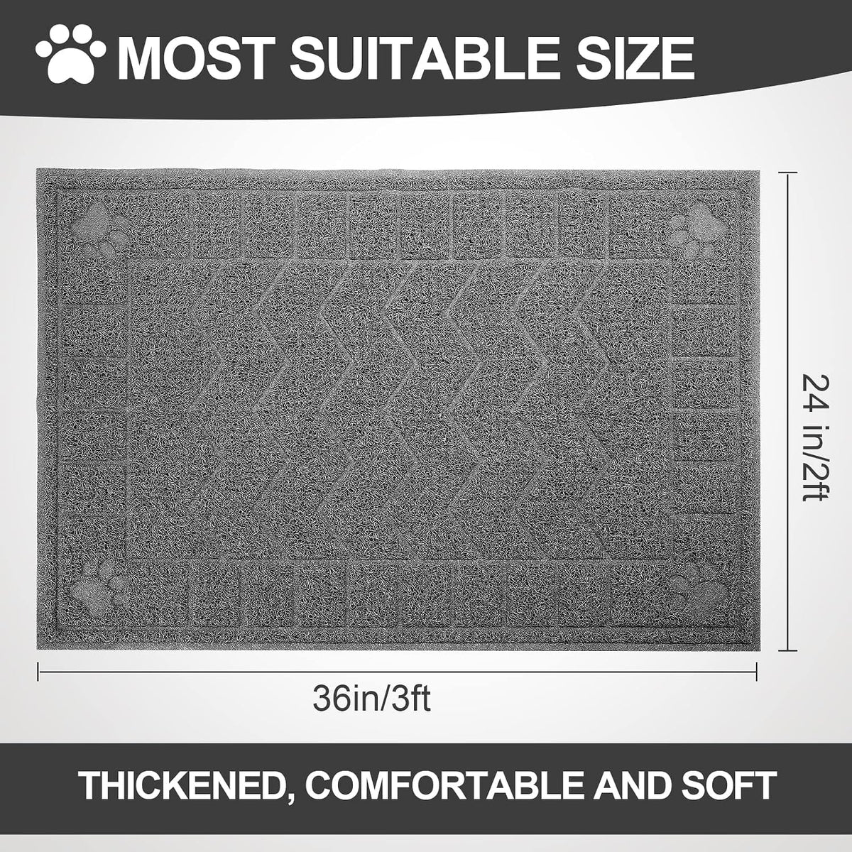 Cat Litter Box Mat, 35" x 24" Large Waterproof Litter Trapping Mat