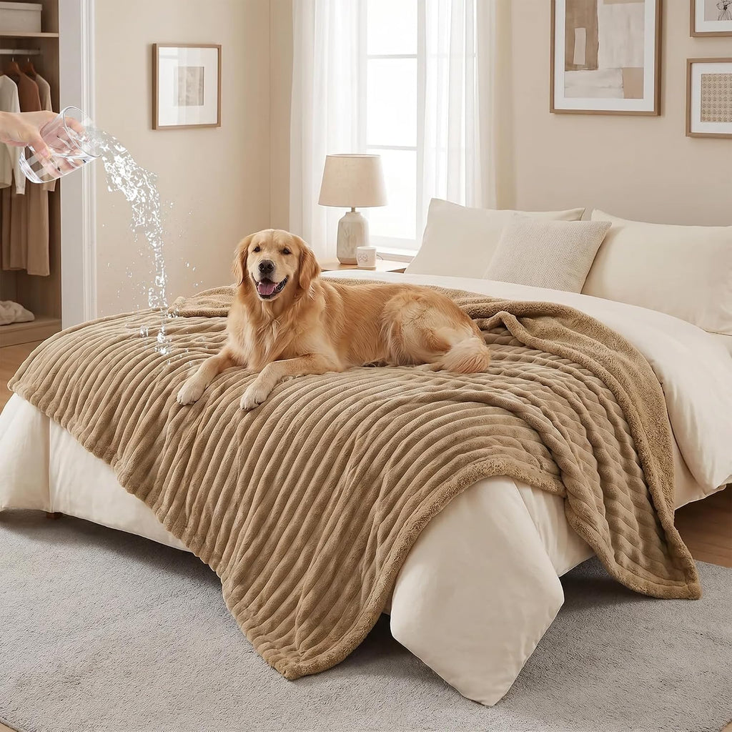 PuTian Waterproof Dog Blanket for Couch, 60"x80", Khaki