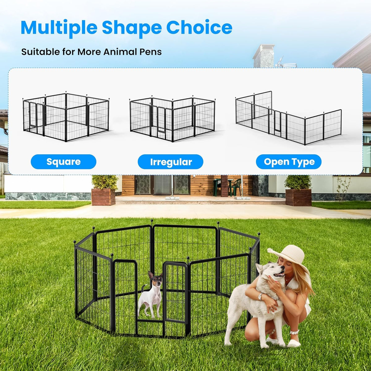 Simple Deluxe Dog Playpen Outdoor, Portable Dog Playpen for Travel, Camping, 24" Height 8 Panels Heavy Duty Dog Pen for Puppies/Small Dogs, Black