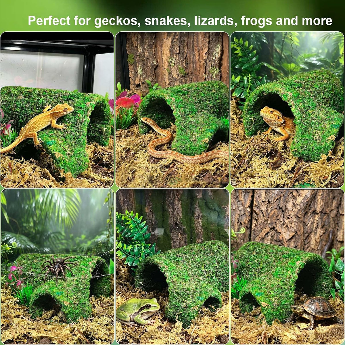 kathson Leopard Gecko Hide,Reptile Hideout Climbing Moss Caves Snake Hide