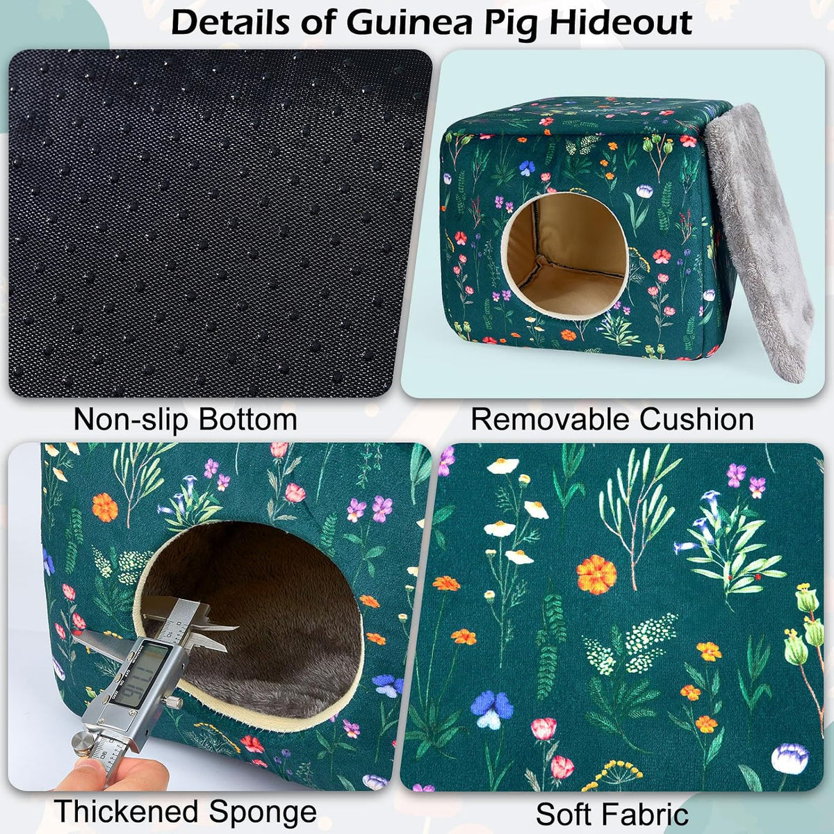Bienbee Guinea Pig Hideout, Washable Plush House for Small Animals