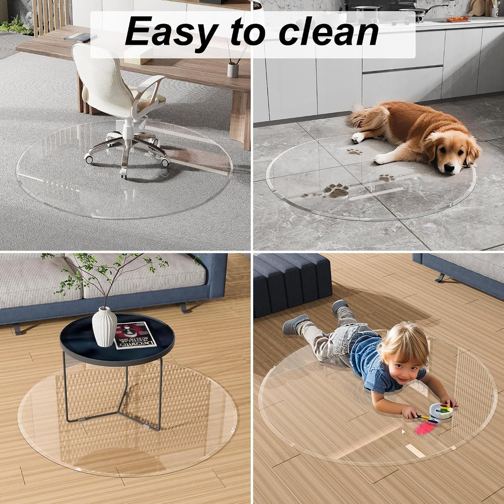 MESAILUP Beveled Edge Office Chair Mat for Carpet or Hardwood Floor，Clear，Round, 40"