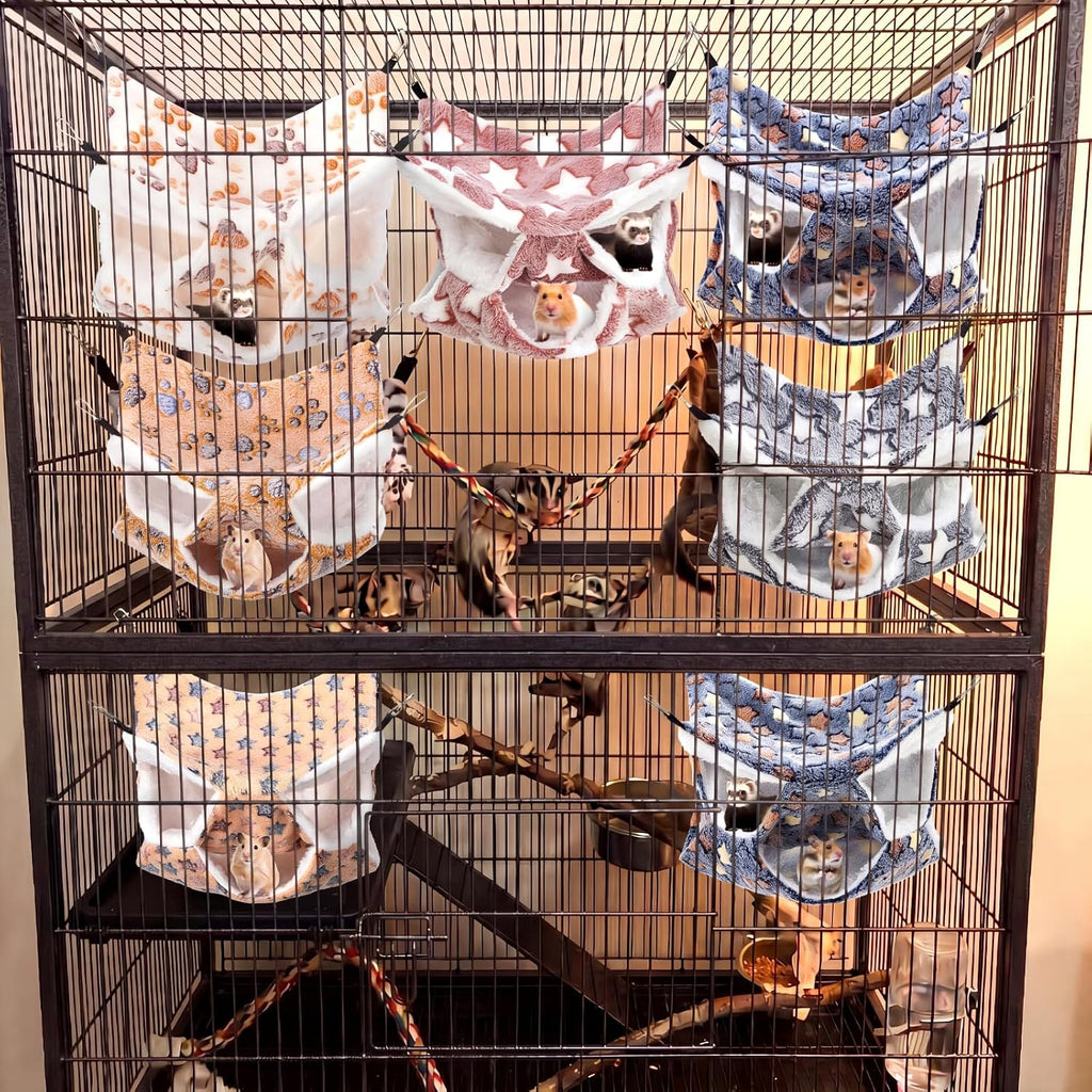 Sadnyy 6 Pcs Rat Hammocks Small Ferret Hanging Bed, Cute Pattern