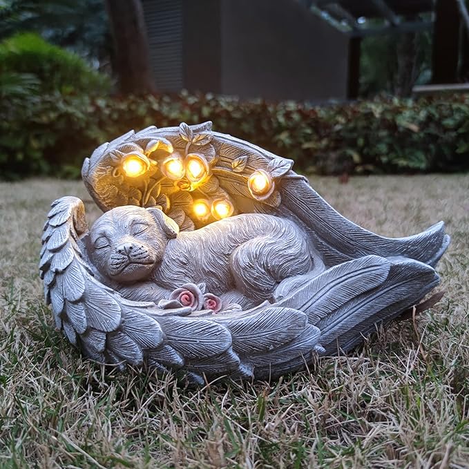 Solar Dog Garden Statues Outdoor Décor- Dog Figurines Solar LED Light Lawn by Yardancer