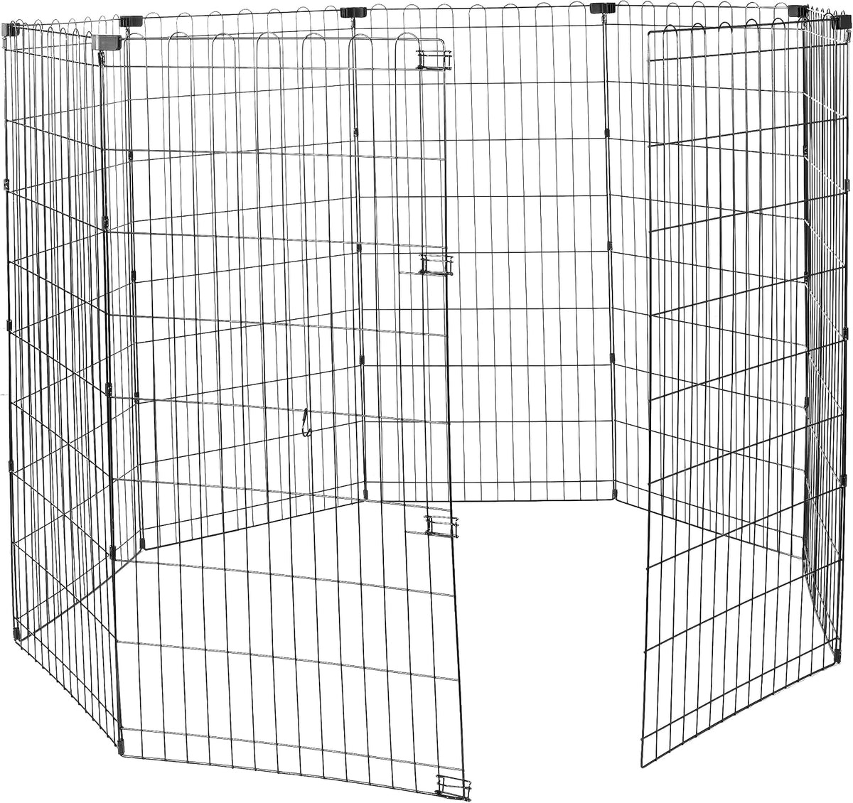 Amazon Basics Foldable Octagonal Metal Exercise Dog Playpen, Indoor/Outdoor Pet Fence, No Door, 8 Panels, Extra Small, 24 x 24 Inches, Black