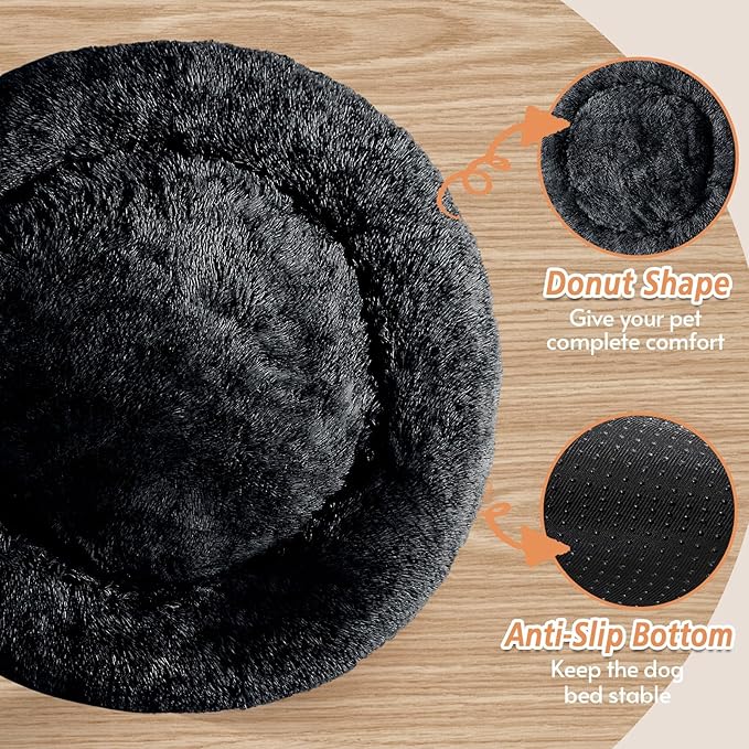 JOLLYVOGUE Calming Dog Bed Medium Size Dog, Anti-Anxiety Donut Medium Pet Bed - Image 3