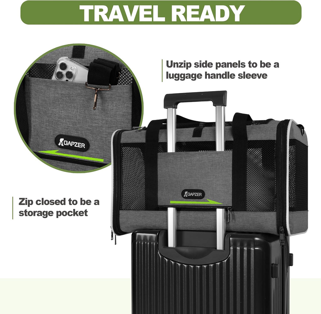 GAPZER Cat Carrier 18x11x11 Top Load, Soft-Sided Pet Travel Bag Over 15 lbs