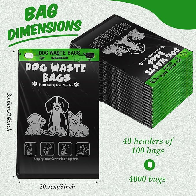 Ireer 40 Count 4000 Pcs Header Bag Bulk Cute Dog Pet Waste Bags Bulk Poop - Image 2