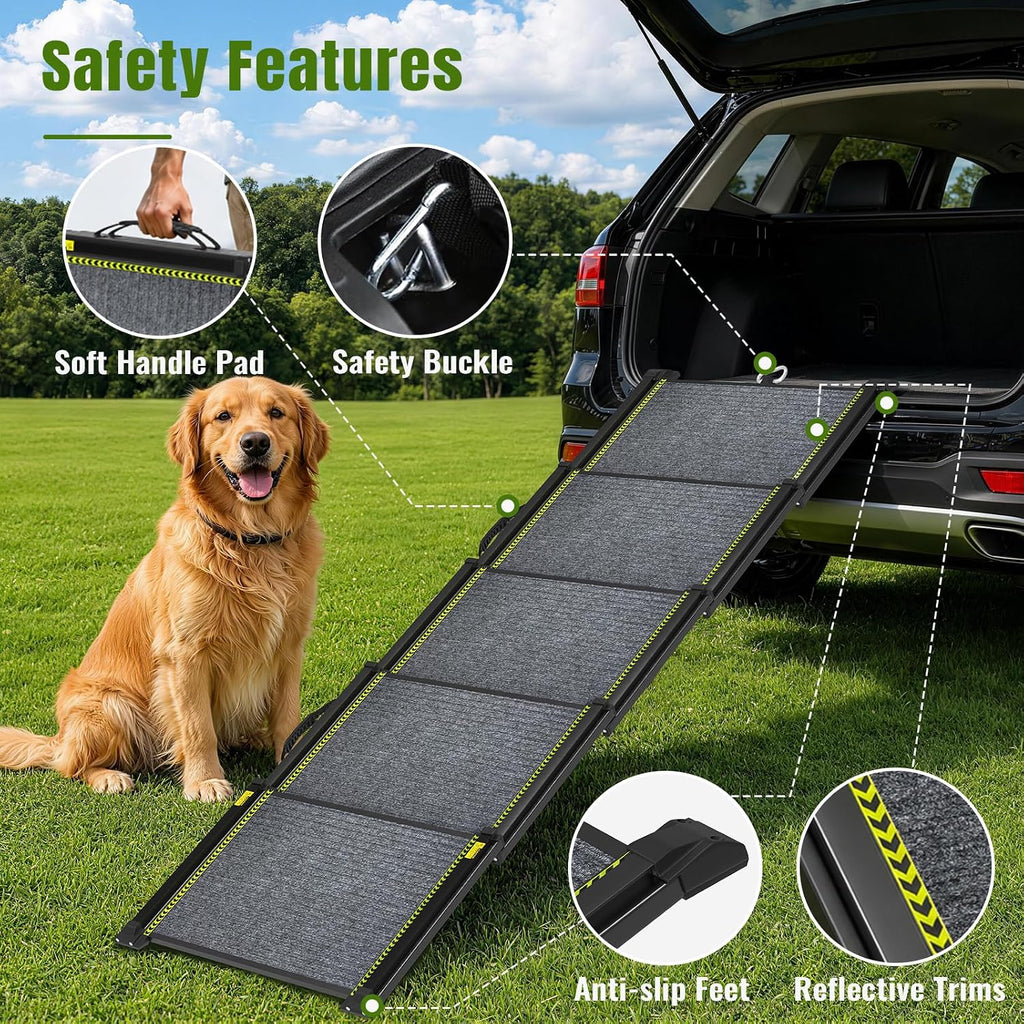 Dog Ramp for Car 73" Extra-Long,Telescoping Pet Ramp for Truck SUV