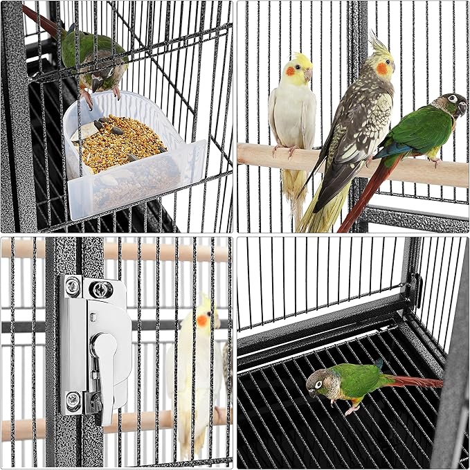 Yaheetech 54-inch Wrought Iron Standing Large Parrot Parakeet Flight Bird Cage - Image 4