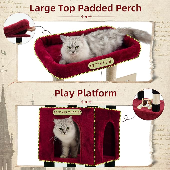 Cat Tree for Indoor Cats Large Adult, Heavy Duty Cat Tree for Large Cats 20 lbs+ - Image 3