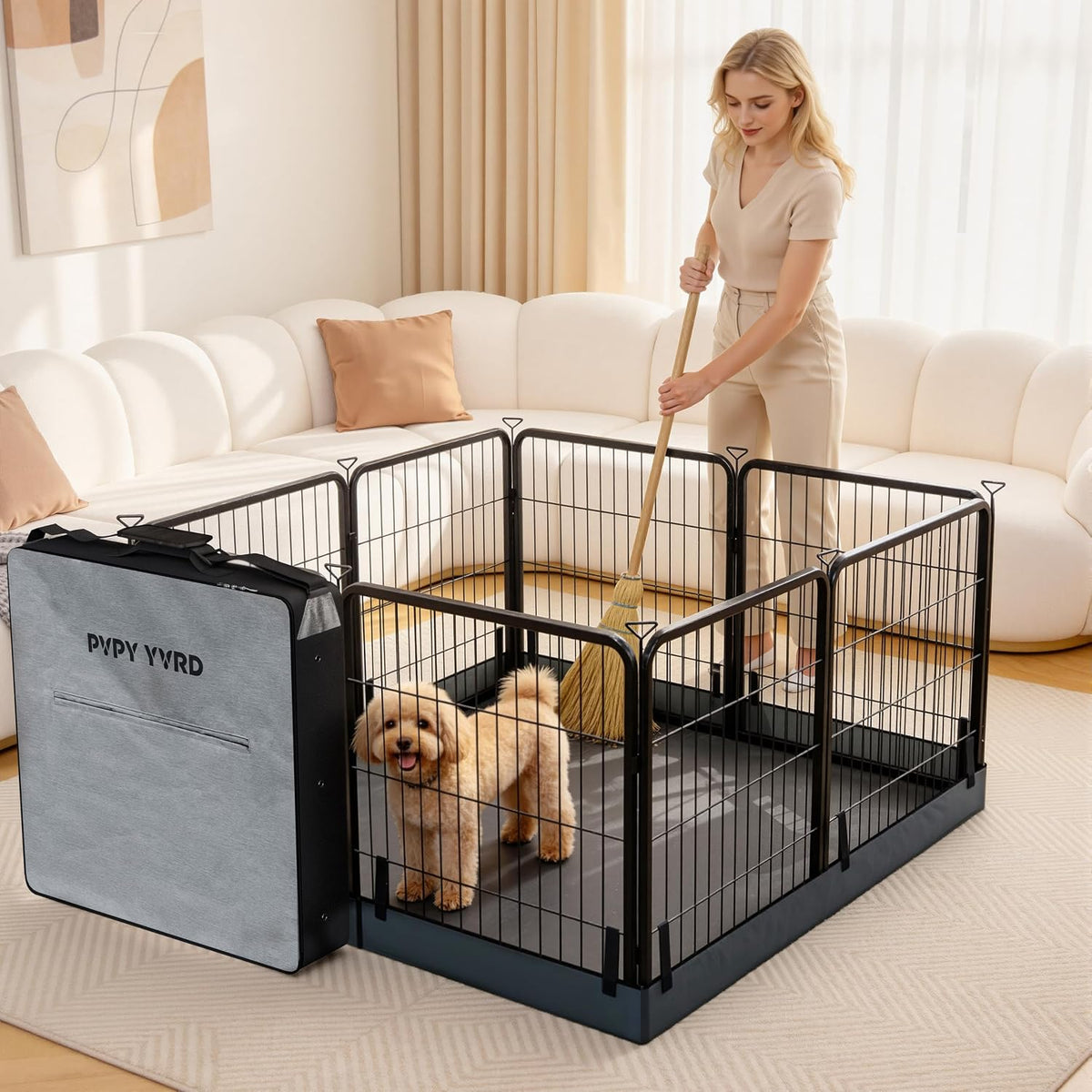 Puppy Playpen with Bottom Storage Bag, 24" H 8 Panels