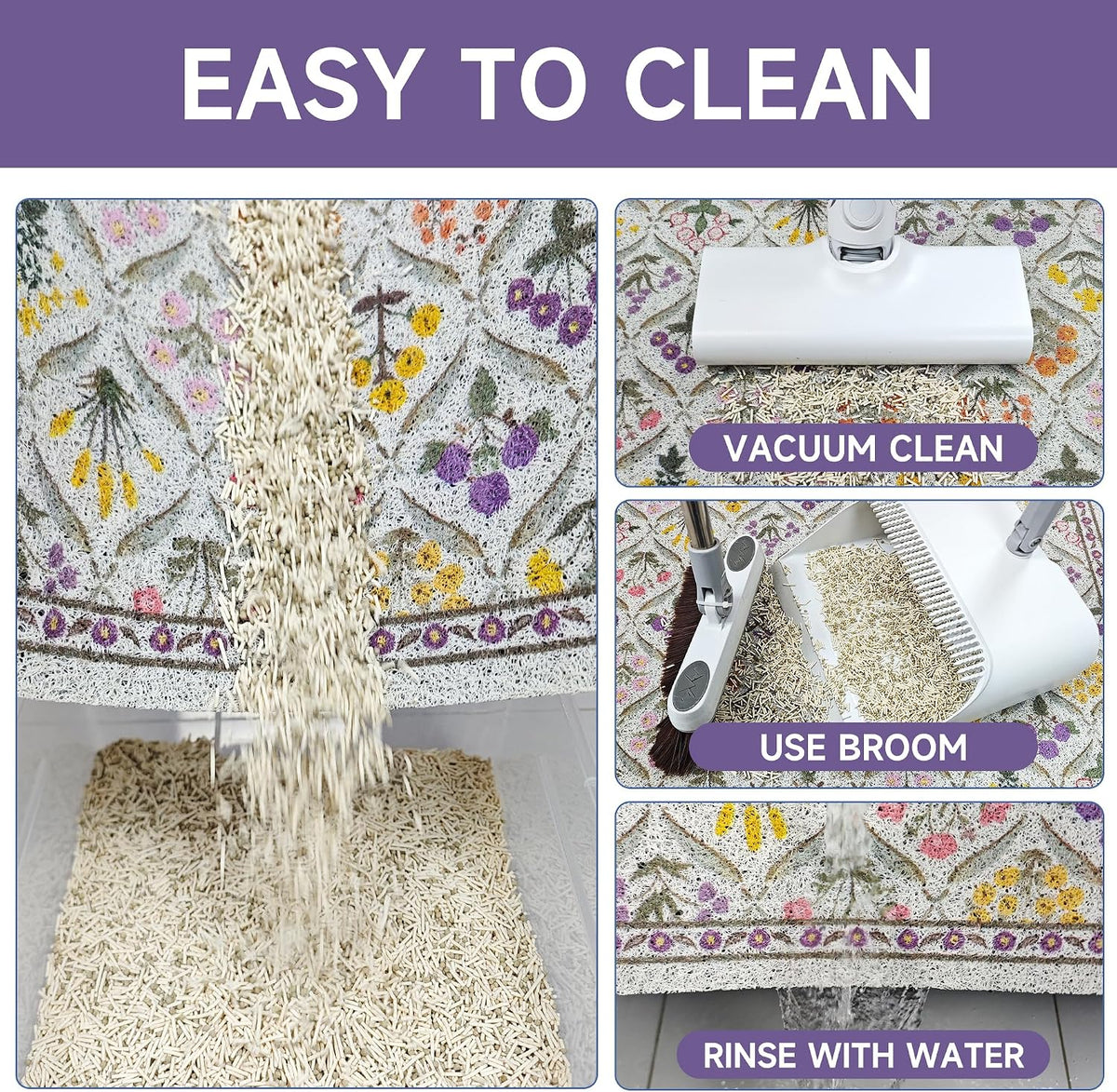 Cat Litter Mat, 24"x16" Cute Kitty Litter mat, Litter Catcher Mat