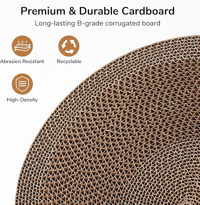 FUKUMARU 3PCS Cardboard Cat Scratcher Bed, Durable Oval Cat Scratch Bed Pads - Image 4