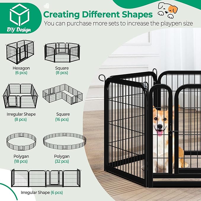 Yaheetech Dog Playpen Outdoor 24 inch 12 Panels Indoor Dog Fence Metal Dog Pen - Image 5