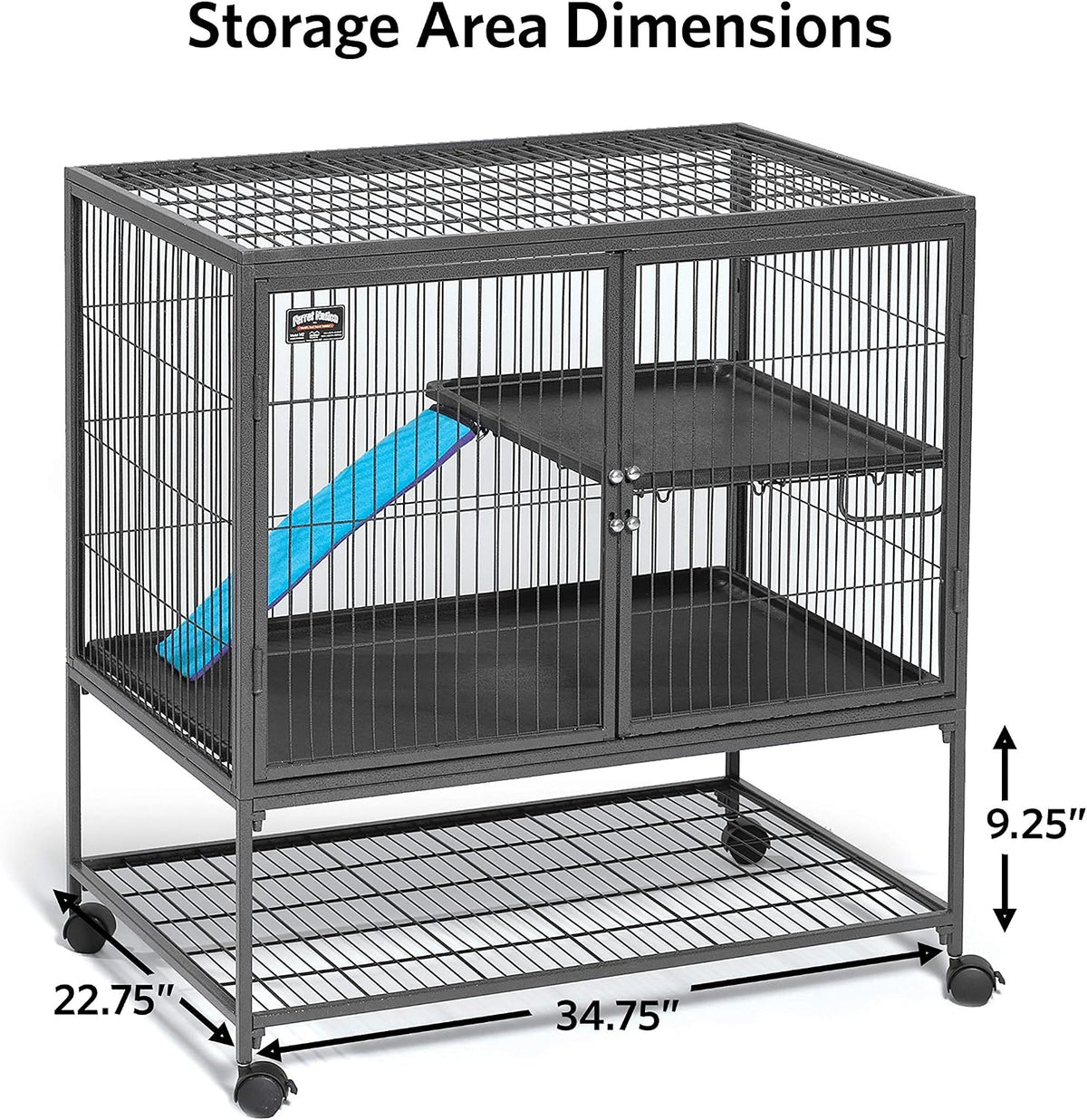 MidWest Homes for Pets Ferret Nation Single Unit Small Animal Cage, 2 Tiers, Includes Pan, Shelf, Ramp & Cover, for Ferrets & Other Small Animals
